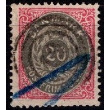 20 øre rød/grå. Tofarvet øreudgave.